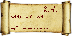 Kohári Arnold névjegykártya