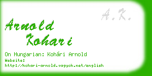 arnold kohari business card